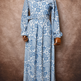 Robe d'été à motif floral - Bleue