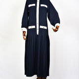 Robe Plissée à Rayures Nautiques - Bleu marine