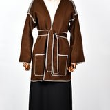 Gilet Tricot Contrasté  - Chocolat