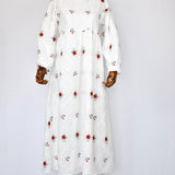 Robe Champêtre en Broderie de Fleurs - Blanche
