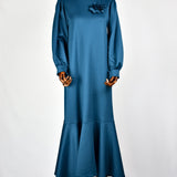 Robe Scuba Floral - Bleu
