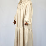 Robe Coton Légère à Manches Bouffantes - Beige