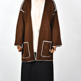 Gilet Tricot Contrasté  - Chocolat