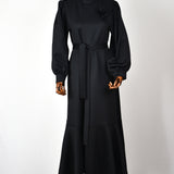 Robe Scuba Floral - Noir