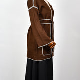 Gilet Tricot Contrasté  - Chocolat