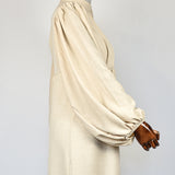 Robe Coton Légère à Manches Bouffantes - Beige