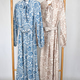 Robe d'été à motif floral - Bleue