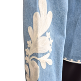 Veste en Jean Brodée - Motifs floraux