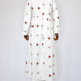 Robe Champêtre en Broderie de Fleurs - Blanche