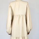 Robe Coton Légère à Manches Bouffantes - Beige