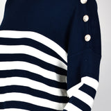 Ensemble Chic en Tricot Rayé - Bleu marine