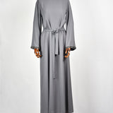 Abaya Dentelle Argentée - Gris