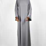 Abaya Dentelle Argentée - Gris